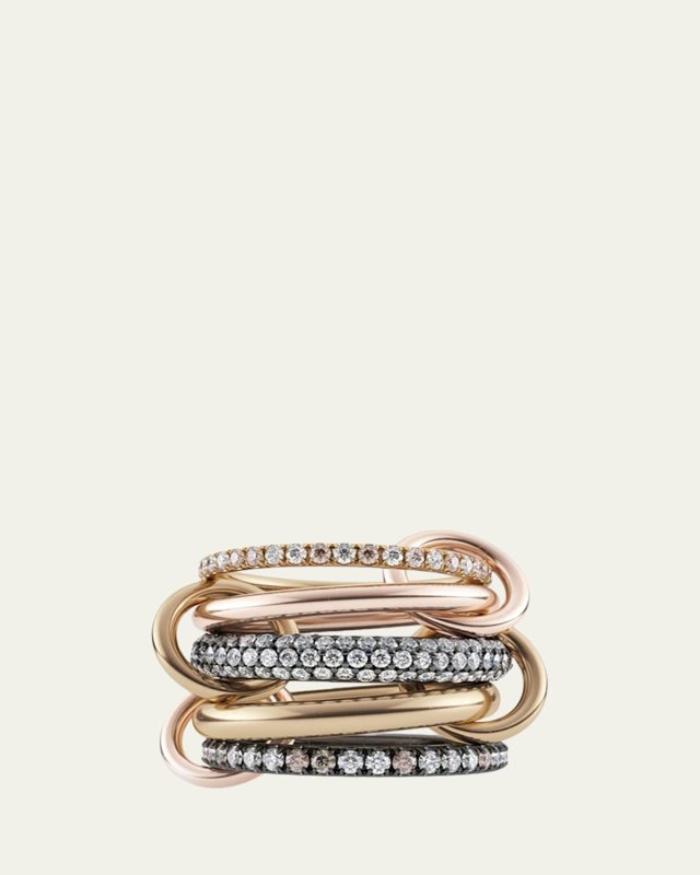 Leo 18k 2-Tone 5-Link Ring w/ Diamonds